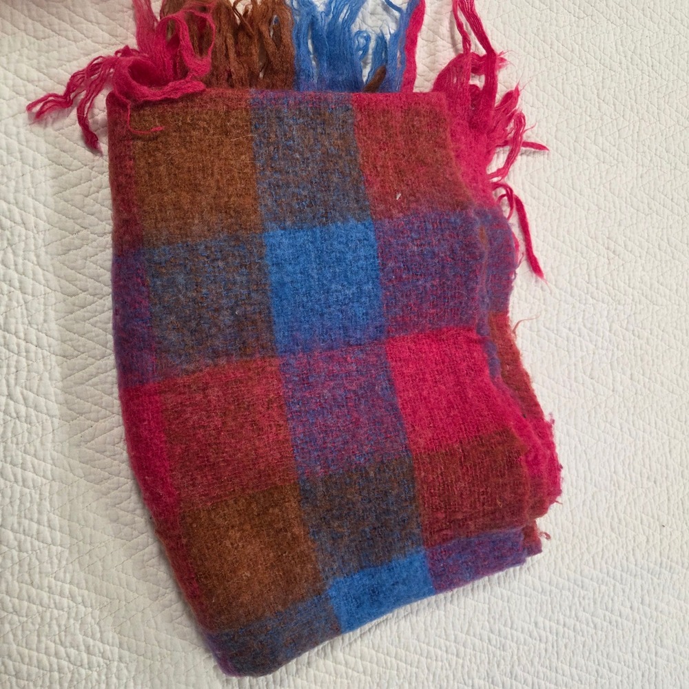 Unbranded Plaid Oversized Blanket Scarf‎ Red Blue Brown Fringed Winter Shawl